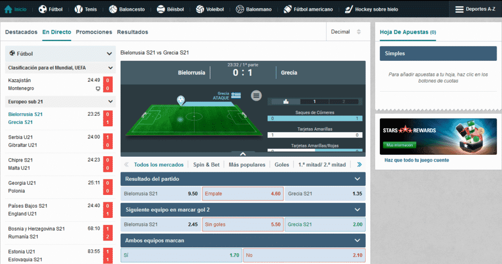 Apuestas deportivas en BetStars