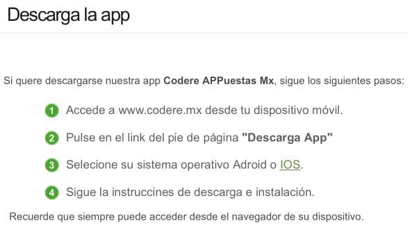 Codere MX app