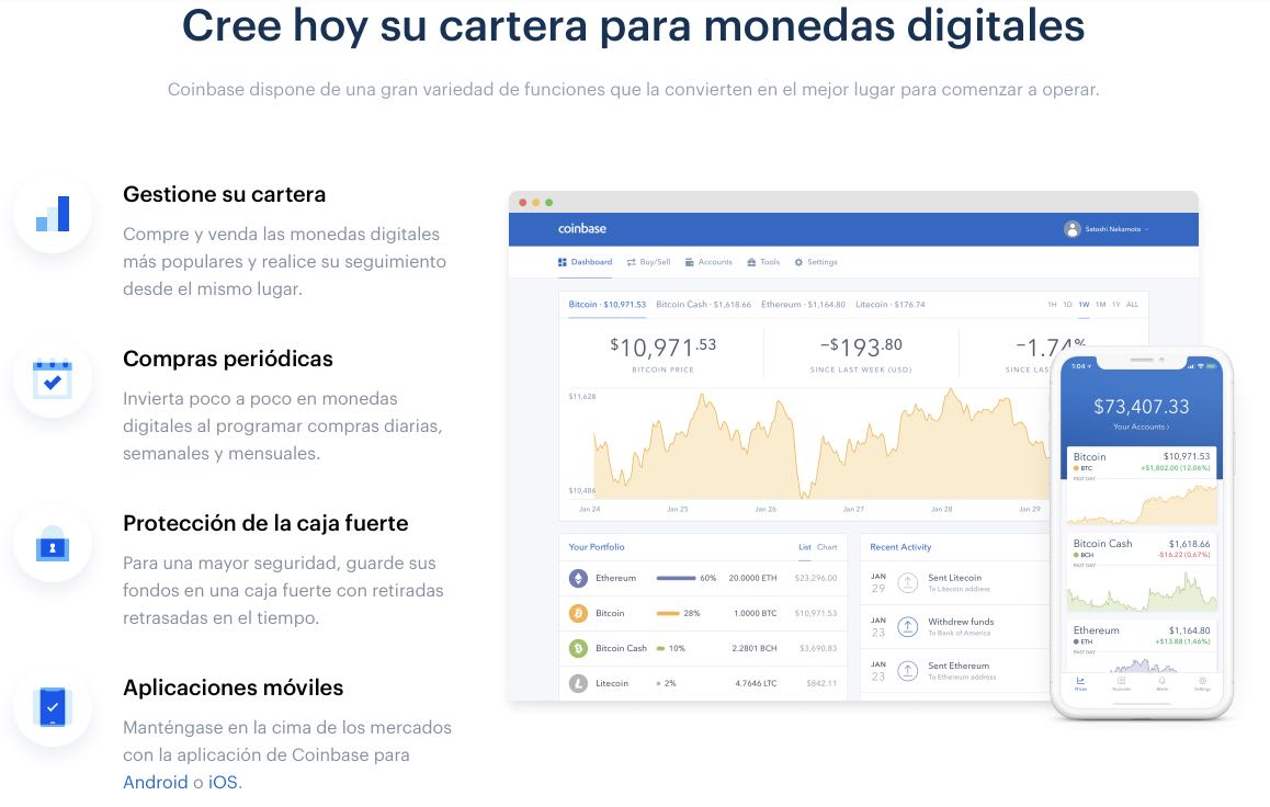 Coinbase servicios