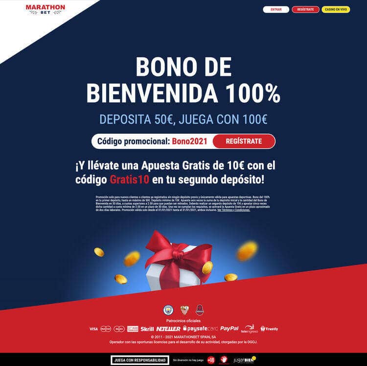 Imagen promocional bono de bienvenida marathonbet