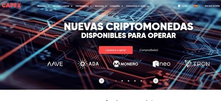 la página principal de capex